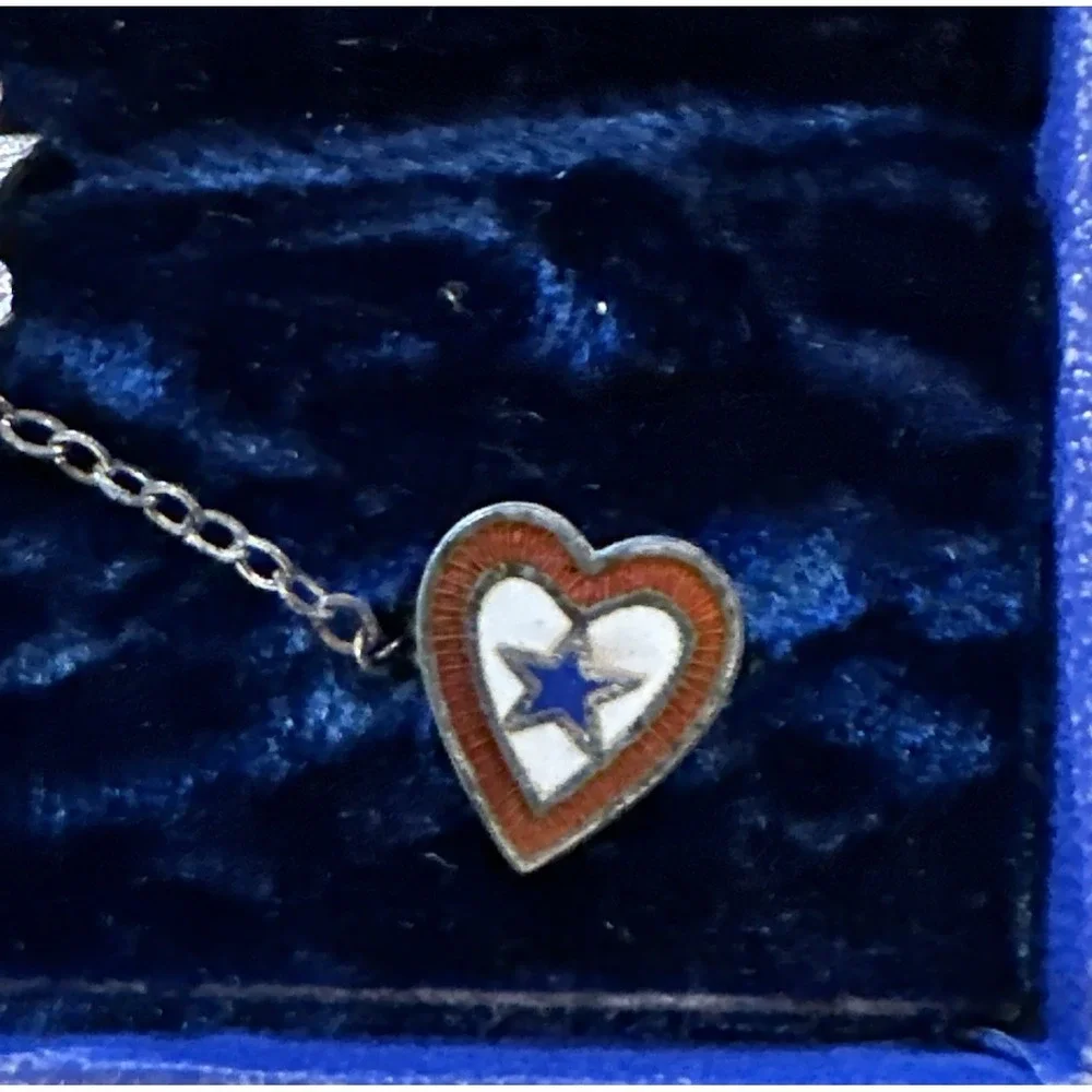 World War II US Army Insignia Pin Sterling Enamel Blue Star Sweetheart Badge